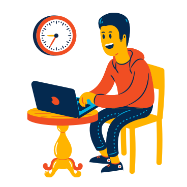 Man is working at a laptop PNG, SVG