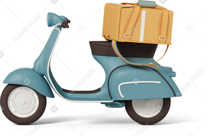 3D scooter with delivery bag PNG, SVG