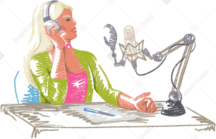 woman recording a podcast PNG, SVG