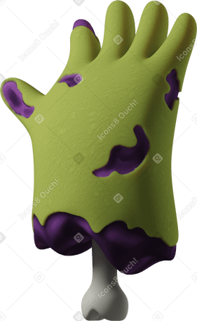 3D 切断された緑のゾンビの手を上げる PNG、SVG