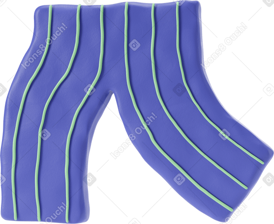 3D Side view of blue pants with white stripes PNG, SVG