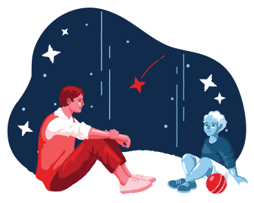 Man and boy stargazing together PNG, SVG