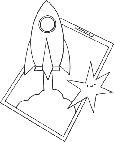 phone with a rocket and a star PNG, SVG