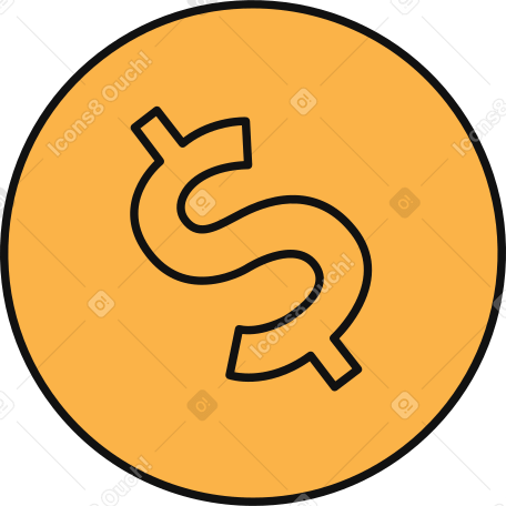 dollar gold coin PNG, SVG