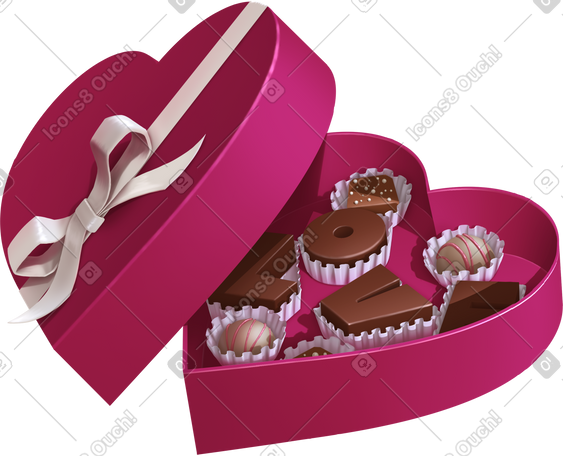 heart shaped box with chocolate PNG, SVG