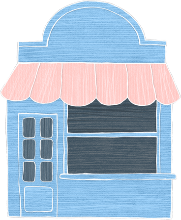 blue wooden shop with canopy PNG, SVG