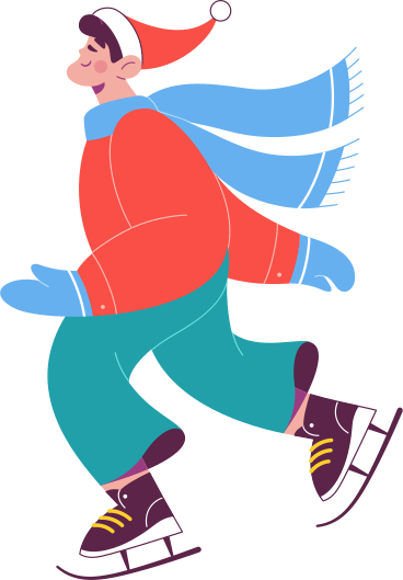 ice skating man in christmas hat PNG, SVG
