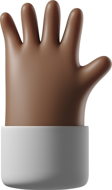 Dark brown skin waving hand with fingers splayed PNG, SVG