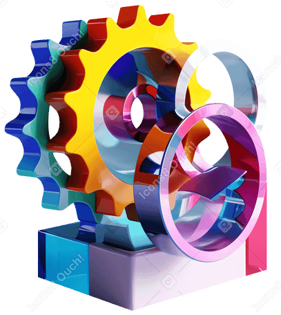 3D abstract composition of gears PNG, SVG