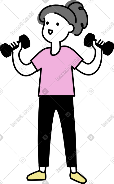 拿着哑铃的女人 PNG, SVG