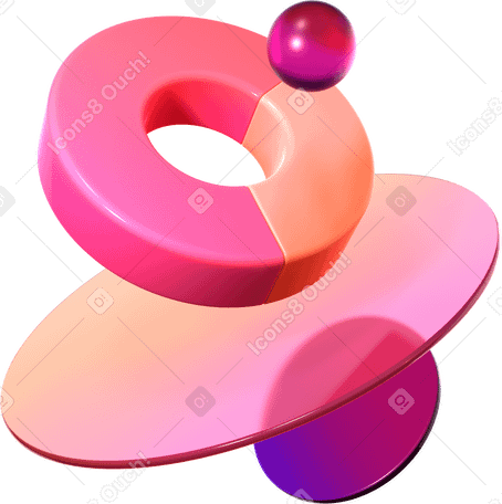 3D vivid composition with floating pie chart and shapes PNG, SVG