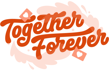 Schriftzug „together forever“ mit dekorativem pastellkompositionstext PNG, SVG