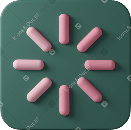 3D 绿色广场上的粉红色加载标志 PNG, SVG