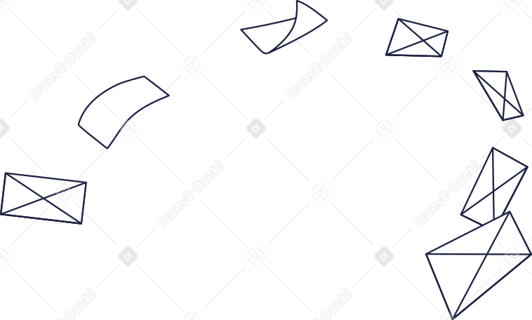 several envelopes  flying to the mailing list PNG, SVG