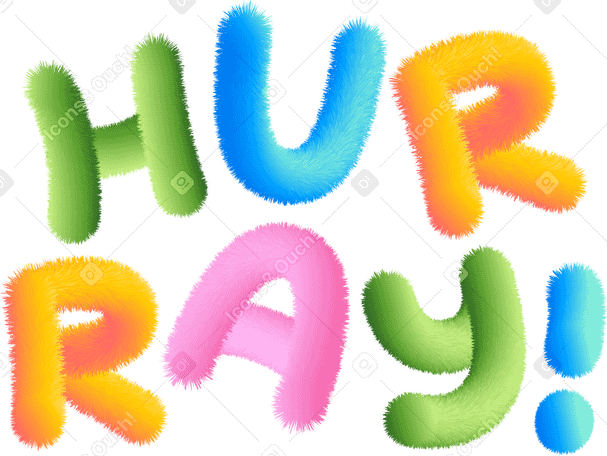 lettering hurray in multicolored style text PNG, SVG