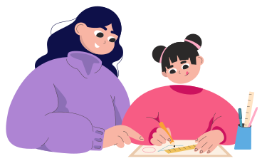 お母さんが娘の宿題を手伝う PNG、SVG