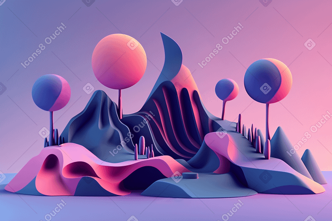3D abstract landscape composition background PNG, SVG