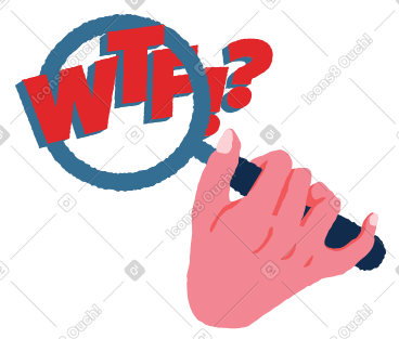 手拿着放大镜在 wtf PNG, SVG