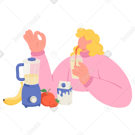 Mujer bebiendo un batido casero saludable PNG, SVG