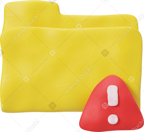 3D Yellow folder with red notification icon Illustration in PNG, SVG