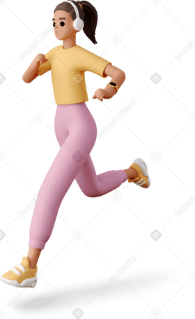 3D girl running PNG, SVG