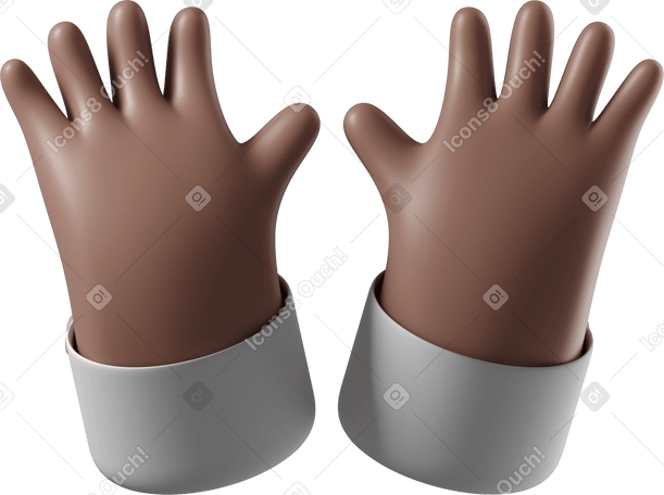 3D Raising open brown skin hands PNG, SVG