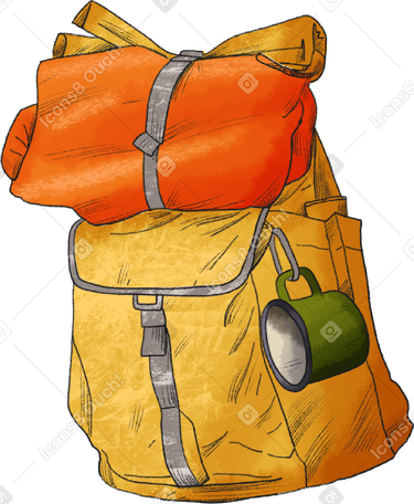 yellow large travel backpack PNG, SVG