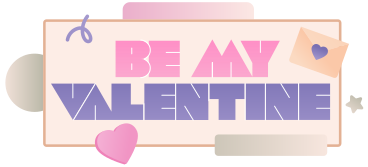 Lettrage soyez mon valentine ! avec texte coeur et enveloppe PNG, SVG