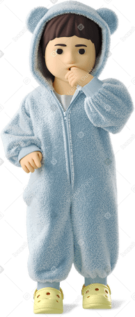 3D small child with finger in mouth PNG, SVG