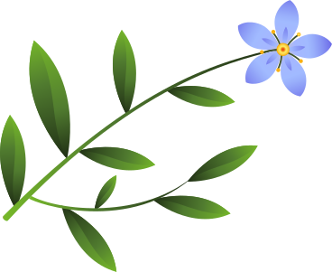 잎이 있는 나뭇가지에 작은 파란 꽃 하나 PNG, SVG