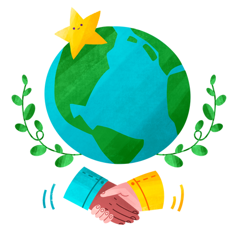 peace and friendship of nations on earth Illustration in PNG, SVG