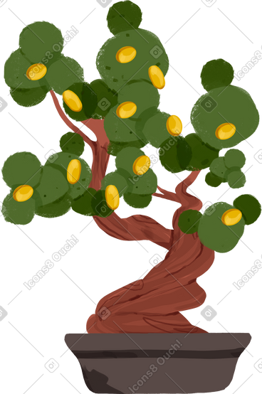 Bonsai money tree PNG, SVG