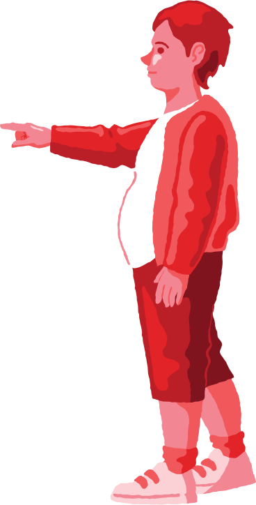 Chubby boy pointing side view PNG, SVG