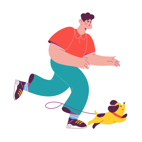 Man chasing a dog Illustration in PNG, SVG