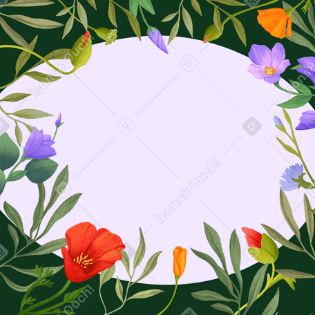 different flowers on a dark green background with copy space PNG, SVG