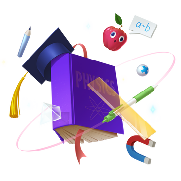 Stationery and physics book for education PNG, SVG