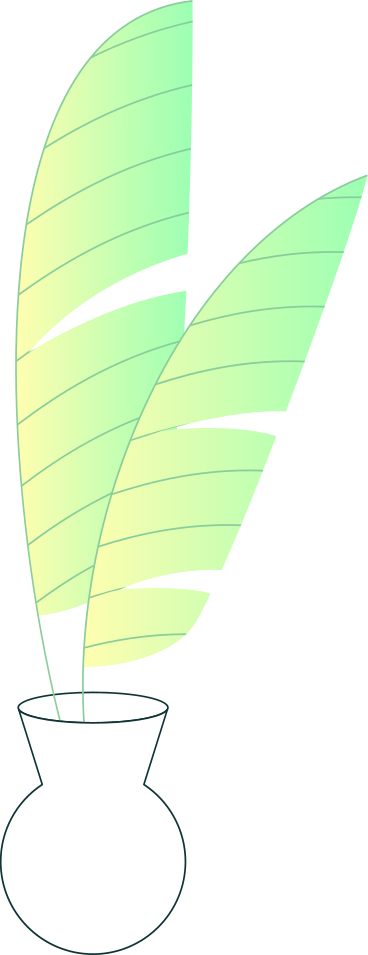 vase with tropical leaves PNG, SVG