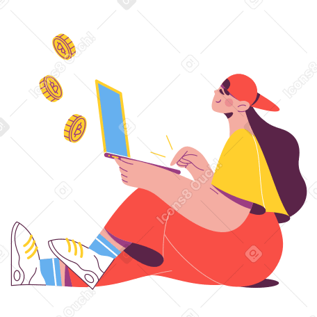 Bitcoin trading Illustration in PNG, SVG