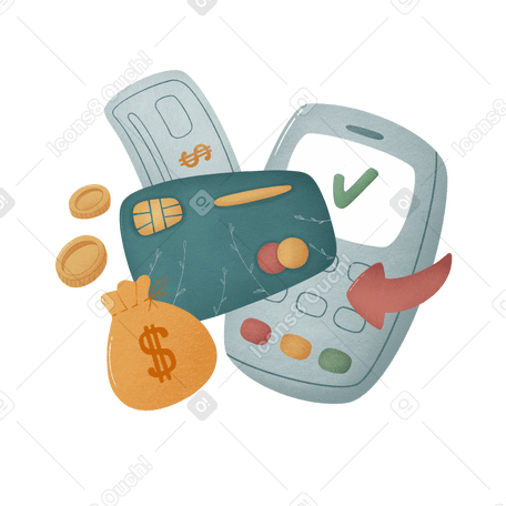 Illustration different payment methods with cash, card and bank check aux formats PNG, SVG
