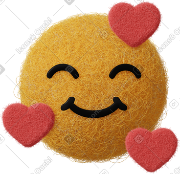 Happy emoji with hearts PNG, SVG