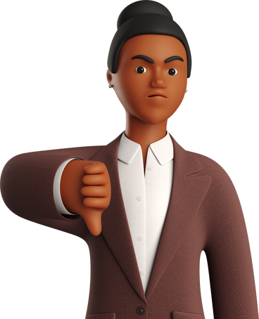 angry black businesswoman in brown suit showing thumbs down PNG, SVG