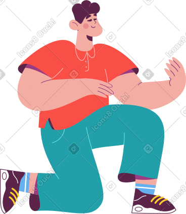 男人跪着手里拿着东西 PNG, SVG