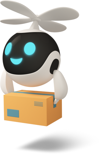 Flying delivery robot holding mail box PNG、SVG