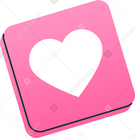 square pink heart icon Illustration in PNG, SVG