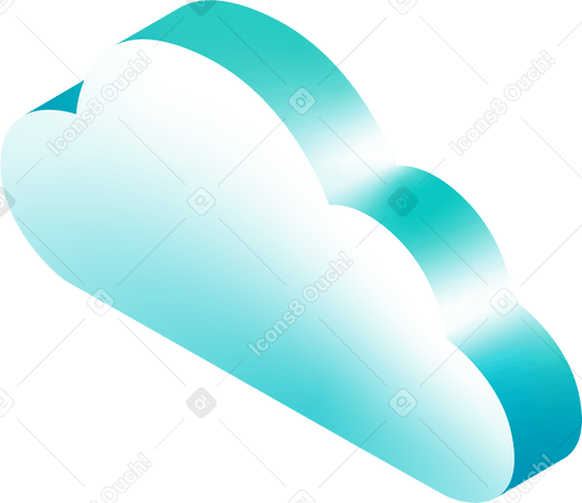 Синее изометрическое облако в PNG, SVG