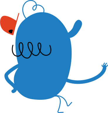 blue character in a red cap PNG, SVG