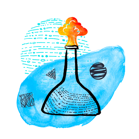 Chemical experiment with explosion Illustration in PNG, SVG