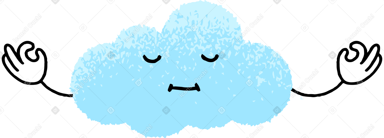 cloud with hands and face is meditating в PNG, SVG