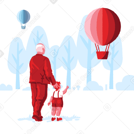Hot air balloon flies away Illustration in PNG, SVG