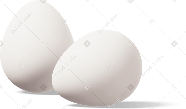 3D 흰 계란 2개 PNG, SVG